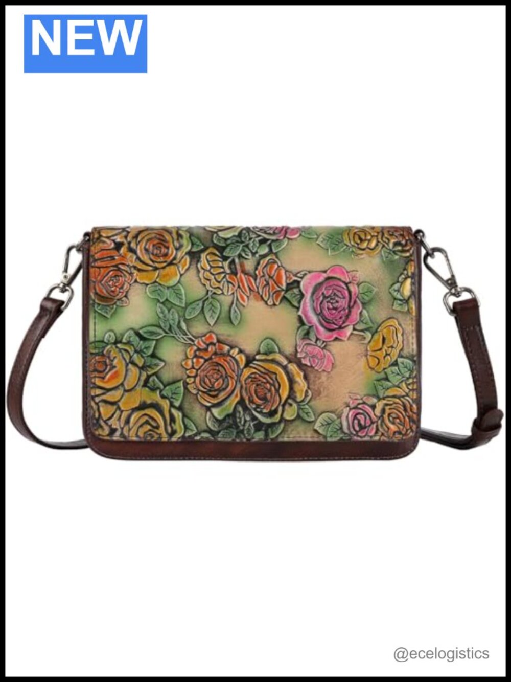 Genuine Leather Hand-Painted Crossbody Bag Women Retro Shoulder Bag